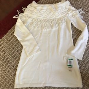 INC Cowl Neck with Fringe Sweater